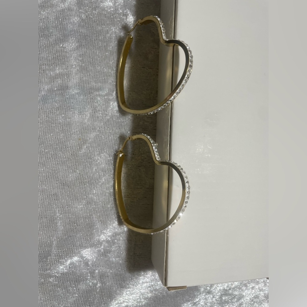 Gold Heart-Shaped Hoop Earrings stainless steel